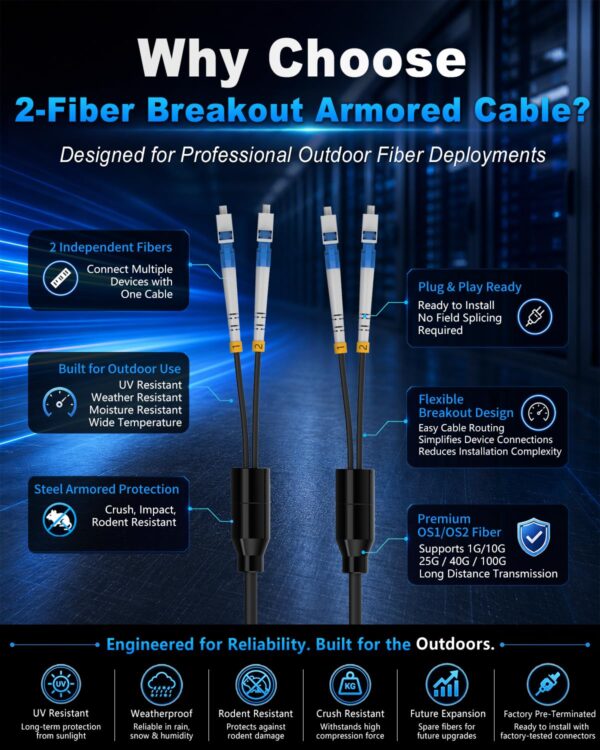 2-fiber breakout cable features 2-fiber breakout cable features
